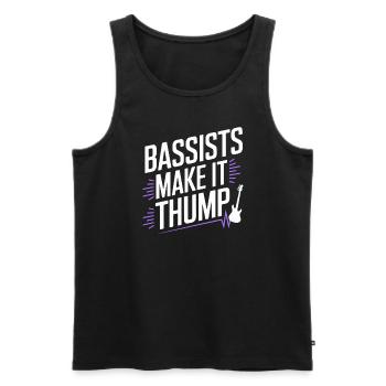 Basse, Guitariste, Musicien, Matériel, Funk, Rock, Jazz - Débardeur bio Premium Homme - noir - Devant - Michal (187cm)