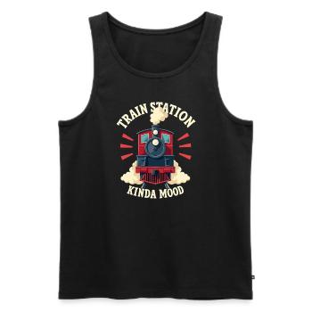 Trajet en train - aventure en locomotive - Débardeur bio Premium Homme - noir - Devant - Michal (187cm)