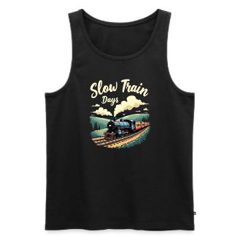 Trajet en train - aventure en locomotive - Débardeur bio Premium Homme - noir - Devant - Michal (187cm)