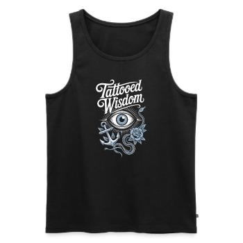 Des personnes âgées tatouées vieillissant fièrement, - Débardeur bio Premium Homme - noir - Devant - AI Model Male 178 light (178cm)