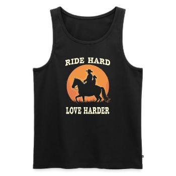 Horseback Riding Dad Dad Equestrian Father Rider Pride - Men's Premium Organic Tank Top - black - Front - AI Model Male 178 light (178cm)