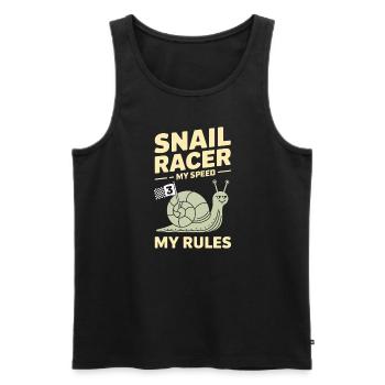 Snail Racing -enthusiast Coureur lent et régulier - Débardeur bio Premium Homme - noir - Devant - Michal (187cm)