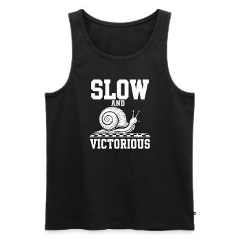 Snail Racing -enthusiast Coureur lent et régulier - Débardeur bio Premium Homme - noir - Devant - Michal (187cm)