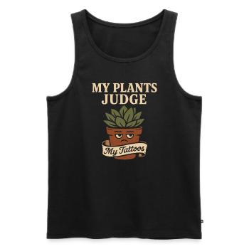 Tatoué plante amoureuse plante maman - Débardeur bio Premium Homme - noir - Devant - Michal (187cm)