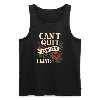 Tatoué plante amoureuse plante maman - Débardeur bio Premium Homme - noir - Devant - Michal (187cm)