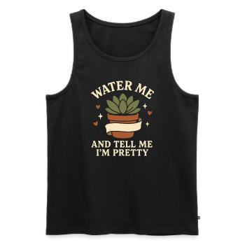 Tatoué plante amoureuse plante maman - Débardeur bio Premium Homme - noir - Devant - Michal (187cm)