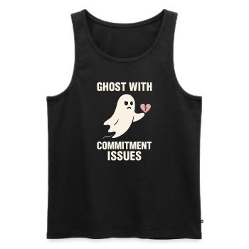 Sad Ghost Ghost Humor Fear Fear Ghost Psychic - Men's Premium Organic Tank Top - black - Front - AI Model Male 178 light (178cm)