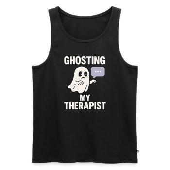 Sad Ghost Ghost Humor Fear Fear Ghost Psychic - Men's Premium Organic Tank Top - black - Front - AI Model Male 178 light (178cm)