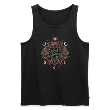 Boho Yoga Cadeau spirituel pour les yogis conscients - Débardeur bio Premium Homme - noir - Devant - AI Model Male 178 light (178cm)