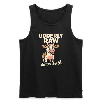 Boire du lait cru Lait cru de la ferme Fraîcheur - Débardeur bio Premium Homme - noir - Devant - AI Model Male 178 light (178cm)
