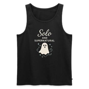 Ghostly breakup-humor-dating-mistake-single - Men's Premium Organic Tank Top - black - Front - AI Model Male 178 light (178cm)