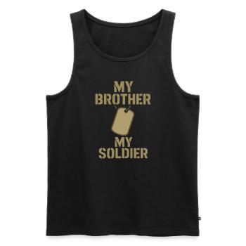 Fière armée sœur militaire frère sœur service famille - Débardeur bio Premium Homme - noir - Devant - AI Model Male 178 light (178cm)