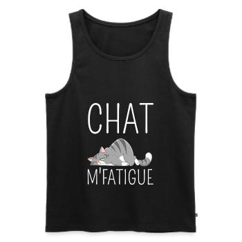 Chat m'fatigue.Cadeau humour chat fatigué. - Débardeur bio Premium Homme - noir - Devant - Michal (187cm)