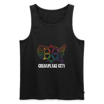 Chesapeake City Pride Month Pride Flag LGBT Commun - Men's Premium Organic Tank Top - black - Front - AI Model Male 178 light (178cm)