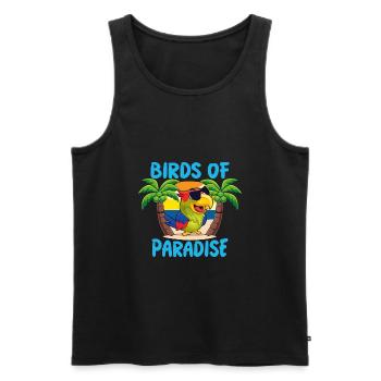 Perroquet Paradis Oiseau - Débardeur bio Premium Homme - noir - Devant - AI Model Male 178 light (178cm)