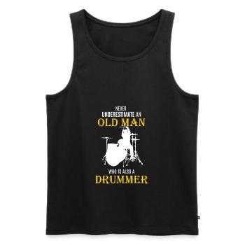 Old Man Drums - Cadeau Musicien Batteur - Débardeur bio Premium Homme - noir - Devant - Michal (187cm)