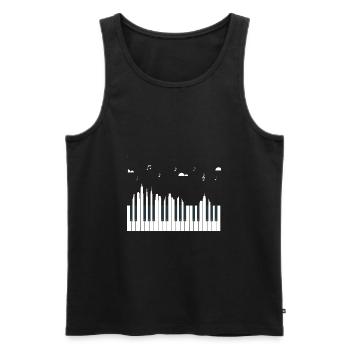 Piano Skyline - Piano Keyboard Musician Gift - Men's Premium Organic Tank Top - black - Front - Michal (187cm)