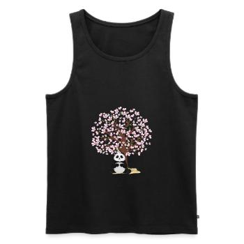 Cherry Blossom Panda Japanese Tree Sakura - Men's Premium Organic Tank Top - black - Front - AI Model Male 178 light (178cm)