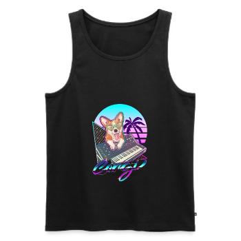 Synthesizer Vaporwave Corgi Hund Modular Analog - Männer Premium Bio Tank Top - Schwarz - Vorne - AI Model Male 178 light (178cm)