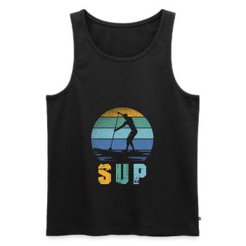 Retro Paddeln SUP Stand Paddle Board - Men's Premium Organic Tank Top - black - Front - AI Model Male 178 light (178cm)