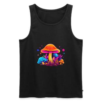 Magic Mushroom Design coloré - Débardeur bio Premium Homme - noir - Devant - AI Model Male 178 light (178cm)