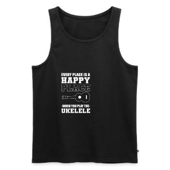 Play the Ukelele Musician Gift - Men's Premium Organic Tank Top - black - Front - Michal (187cm)
