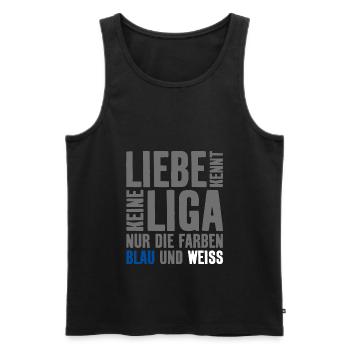 LIEBE KENNT KEINE LIGA BLAU WEISS ABSTIEG - Männer Premium Bio Tank Top - Schwarz - Vorne - AI Model Male 178 light (178cm)
