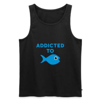 Addicted to fish (Fisch mit großem Auge) - Men's Premium Organic Tank Top - black - Front - AI Model Male 178 light (178cm)