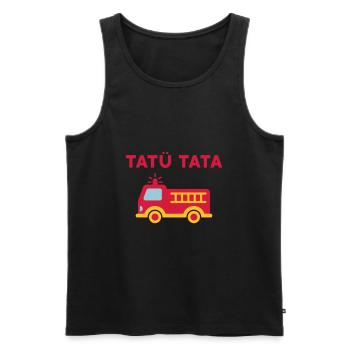 Tatü tata (Feuerwehrauto mit Leiter) - Männer Premium Bio Tank Top - Schwarz - Vorne - AI Model Male 178 light (178cm)