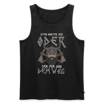 Wikinger Steh Hinter Mir - Männer Premium Bio Tank Top - Schwarz - Vorne - Michal (187cm)