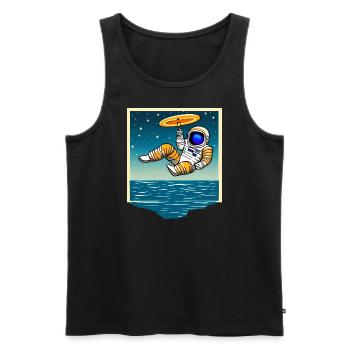 Astronaute planant au-dessus de l’océan, dessin animé - Débardeur bio Premium Homme - noir - Devant - Michal (187cm)