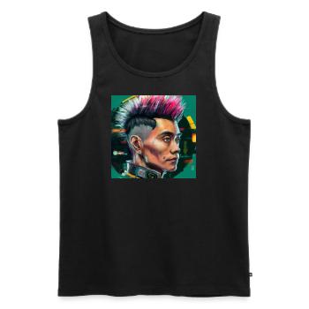 Wang 2077 - Männer Premium Bio Tank Top - Schwarz - Vorne - AI Model Male 178 light (178cm)