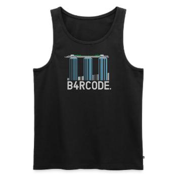 B4RCODE. Singapour - Débardeur bio Premium Homme - noir - Devant - AI Model Male 178 light (178cm)