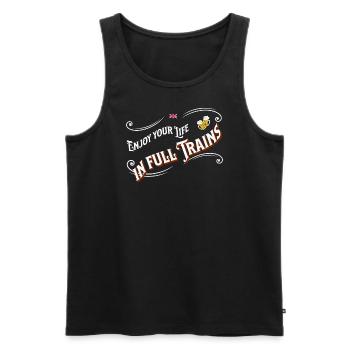 Genieße dein Leben in vollen Zügen - denglish - Männer Premium Bio Tank Top - Schwarz - Vorne - AI Model Male 178 light (178cm)