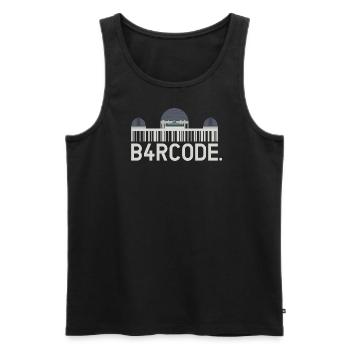 B4RCODE. Los Angeles - Men's Premium Organic Tank Top - black - Front - AI Model Male 178 light (178cm)