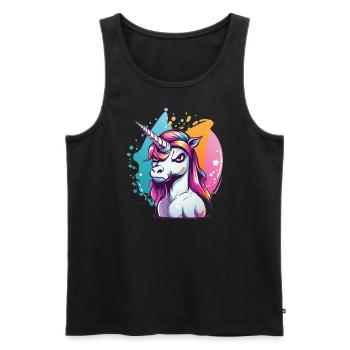 Licorne grincheuse - Débardeur bio Premium Homme - noir - Devant - AI Model Male 178 light (178cm)