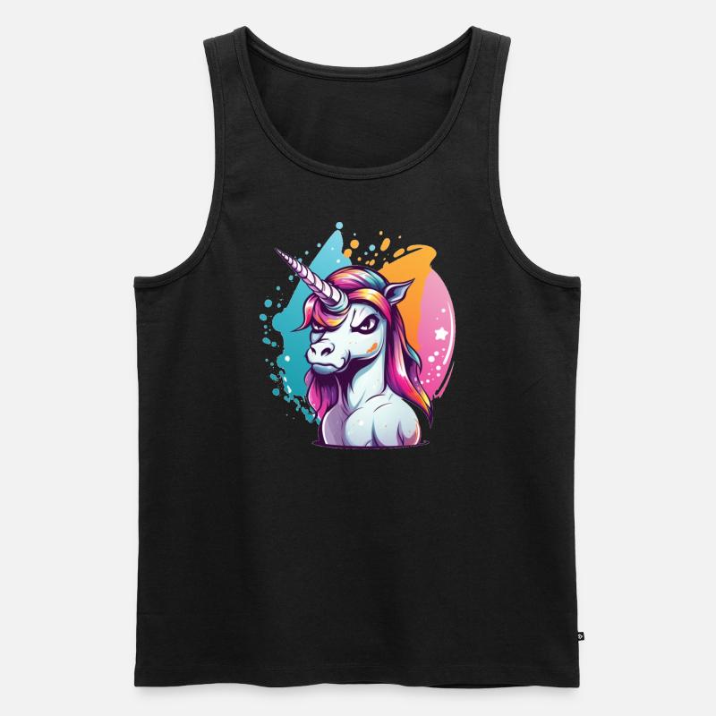 Grumpy Einhorn - Männer Premium Bio Tank Top - Schwarz