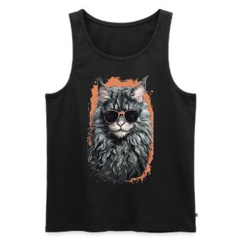 Maine-Coon-Katze Coolness in Katzen Form - Männer Premium Bio Tank Top - Schwarz - Vorne - AI Model Male 178 light (178cm)
