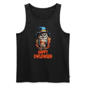 Owl Owl Funny Happy Owloween Owl Lover - Men's Premium Organic Tank Top - black - Front - Michal (187cm)
