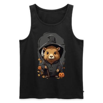 Hamster magique Halloween Cartoon Design - Débardeur bio Premium Homme - noir - Devant - AI Model Male 178 light (178cm)