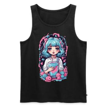 Anime Girl Kawaii gothique Milkshake Pastel Design - Débardeur bio Premium Homme - noir - Devant - Michal (187cm)