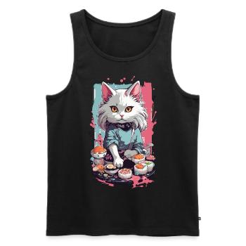 Chat Sushi Master Pastel Lover Design - Débardeur bio Premium Homme - noir - Devant - AI Model Male 178 light (178cm)