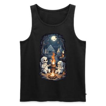Halloween Mummy Camping Campfire Cartoon - Men's Premium Organic Tank Top - black - Front - Michal (187cm)