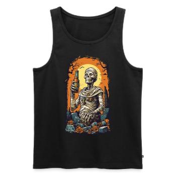 Lustige Mumie Bier Halloween Retro Design - Männer Premium Bio Tank Top - Schwarz - Vorne - Michal (187cm)