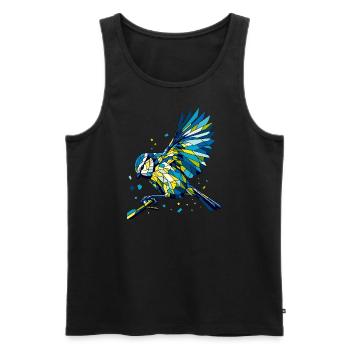 Blaumeise Polygon bunt - Männer Premium Bio Tank Top - Schwarz - Vorne - Michal (187cm)