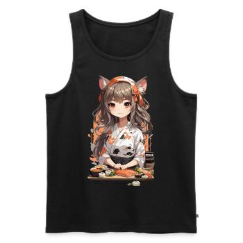 Kawaii Sushi Master Anime Girl Design - Débardeur bio Premium Homme - noir - Devant - Michal (187cm)