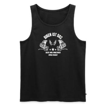 Biken ist das Beste - Männer Premium Bio Tank Top - Schwarz - Vorne - Michal (187cm)