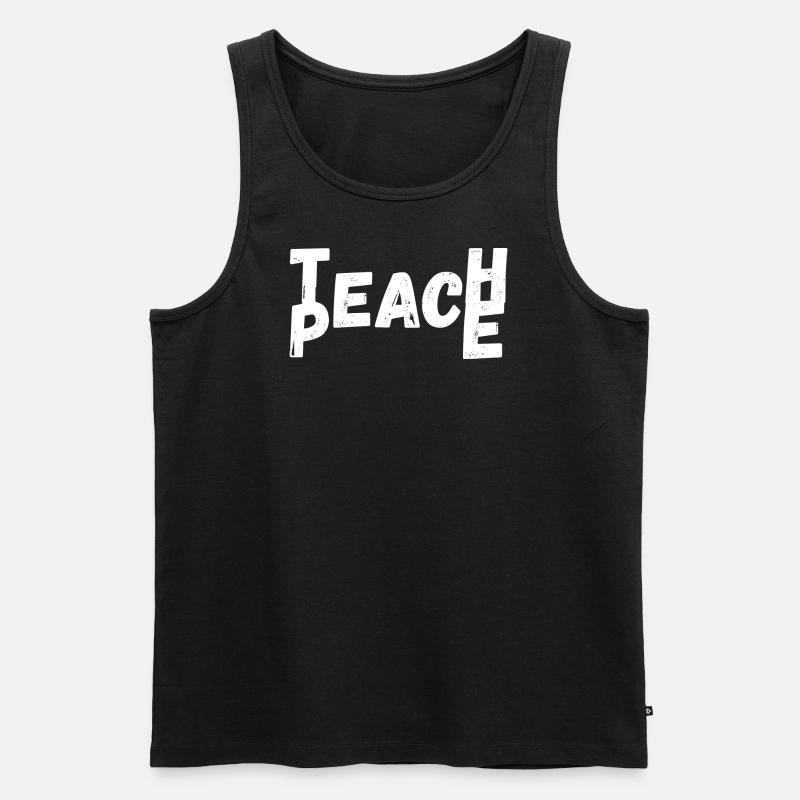 Teach Peace - Männer Premium Bio Tank Top - Schwarz