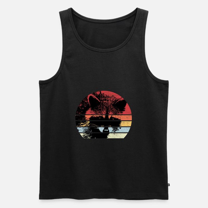 Waschbär Retro - Männer Premium Bio Tank Top - Schwarz