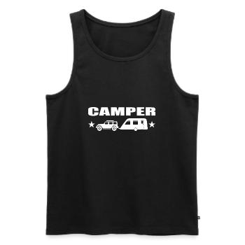 Camping - Männer Premium Bio Tank Top - Schwarz - Vorne - AI Model Male 178 light (178cm)
